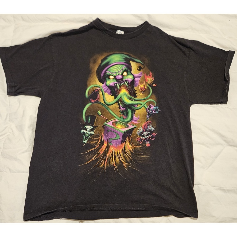 Vintage Icp Riddle Box XL Black Shirt Green Logo 2 Sided Hatchetman
